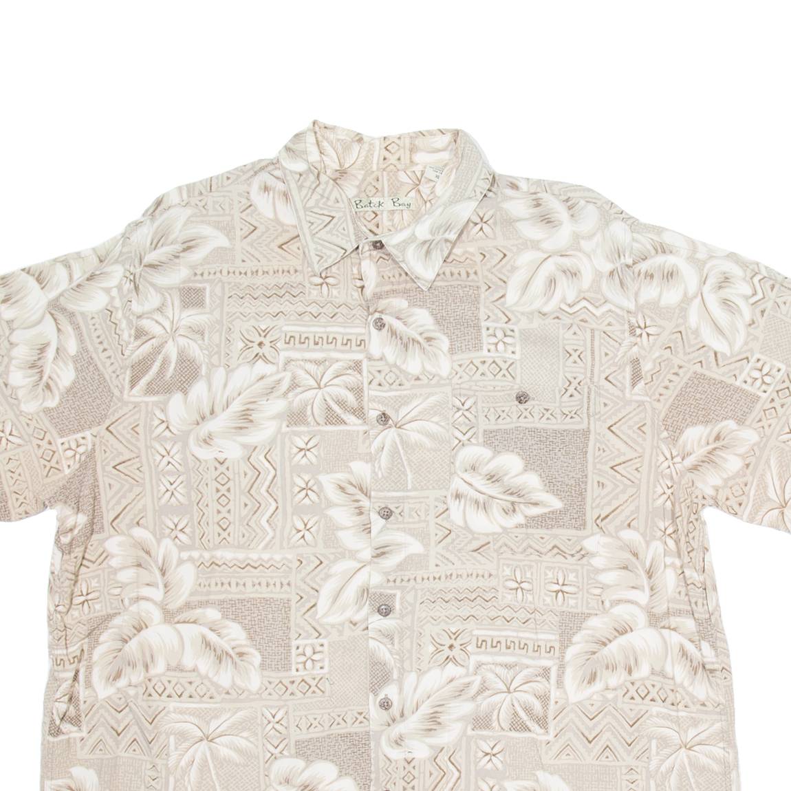 BATIK BAY Mens Hawaiian Shirt Beige Crazy Pattern XL