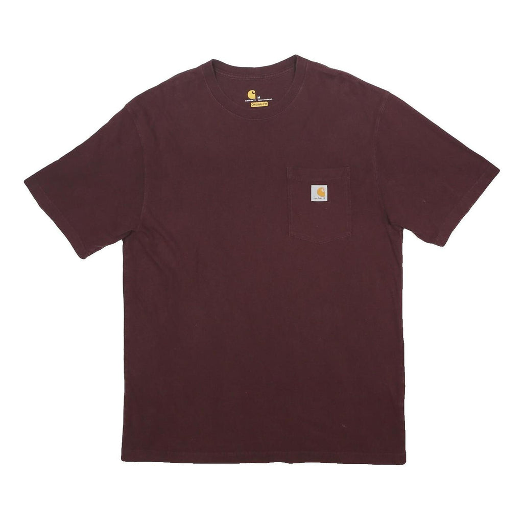 CARHARTT Mens Maroon Pocket T-Shirt M Short Sleeve Crew Neck Workwear