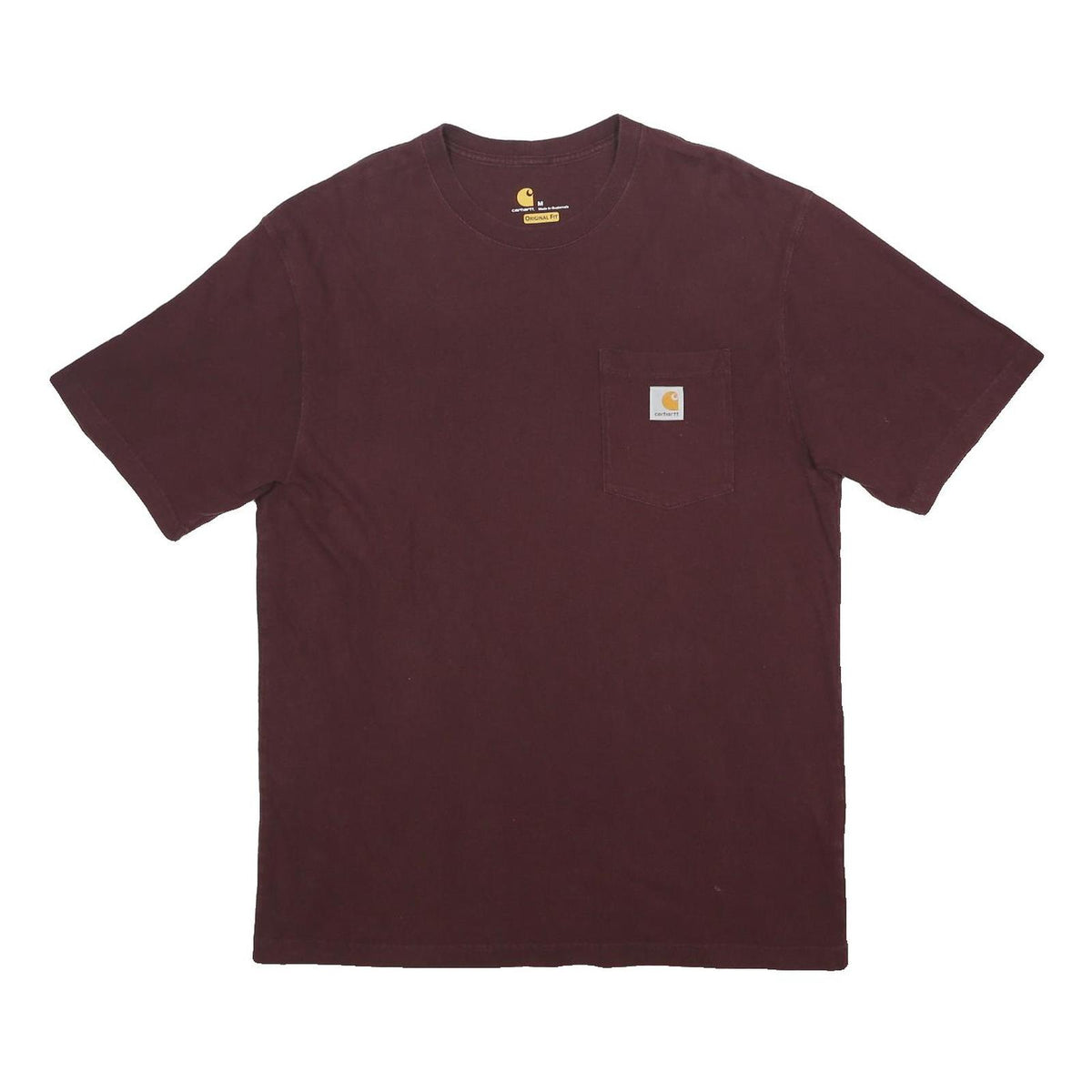 CARHARTT Mens Maroon Pocket T-Shirt M Short Sleeve Crew Neck Workwear