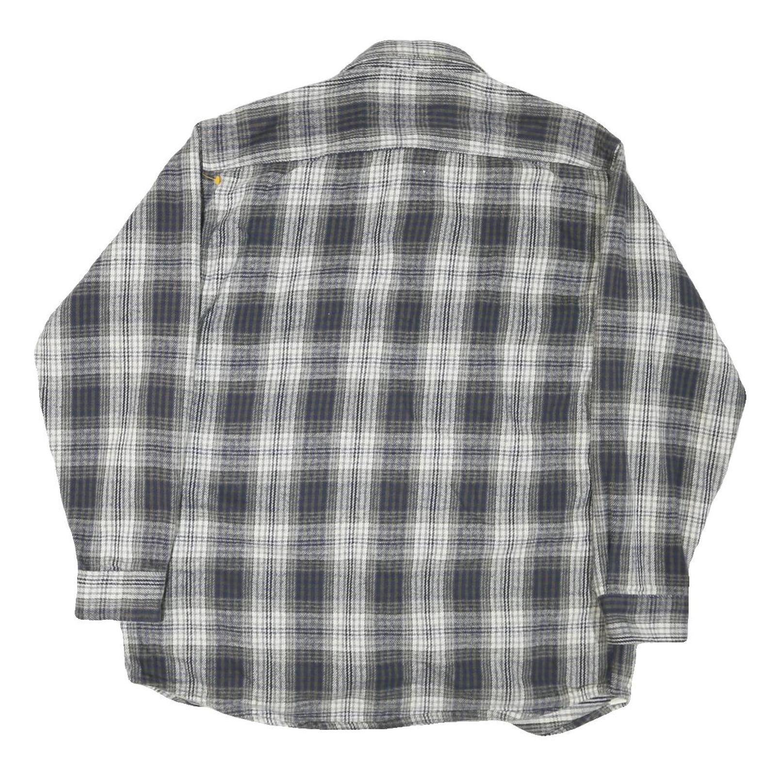 FIELD MASTER Mens Grey & White Check Cotton Blend Shirt L Casual Button Front