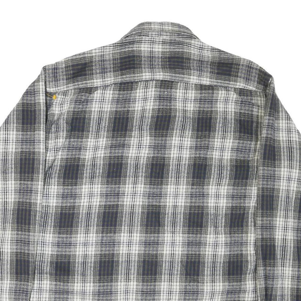 FIELD MASTER Mens Grey & White Check Cotton Blend Shirt L Casual Button Front