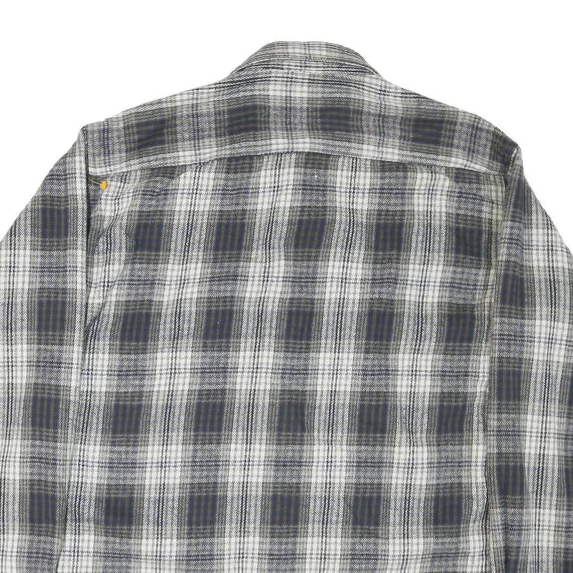 FIELD MASTER Mens Grey & White Check Cotton Blend Shirt L Casual Button Front
