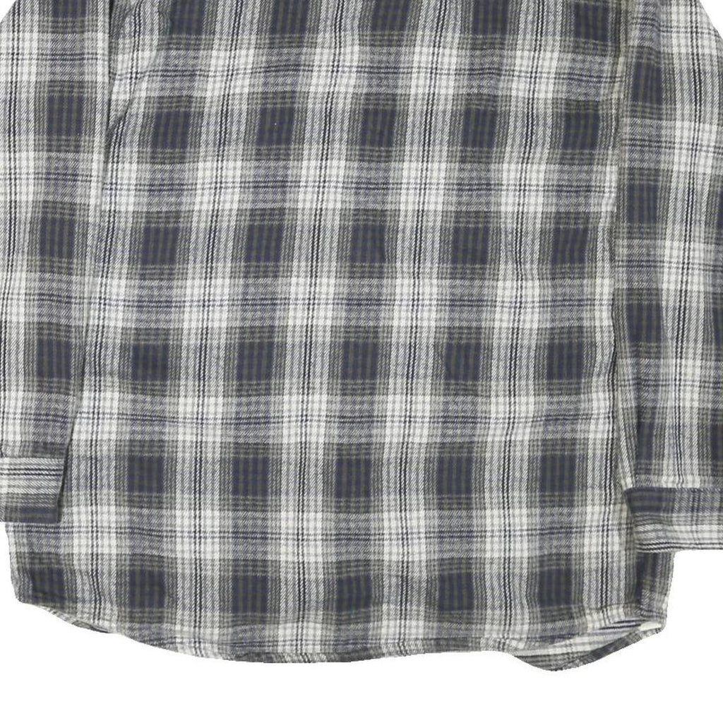 FIELD MASTER Mens Grey & White Check Cotton Blend Shirt L Casual Button Front