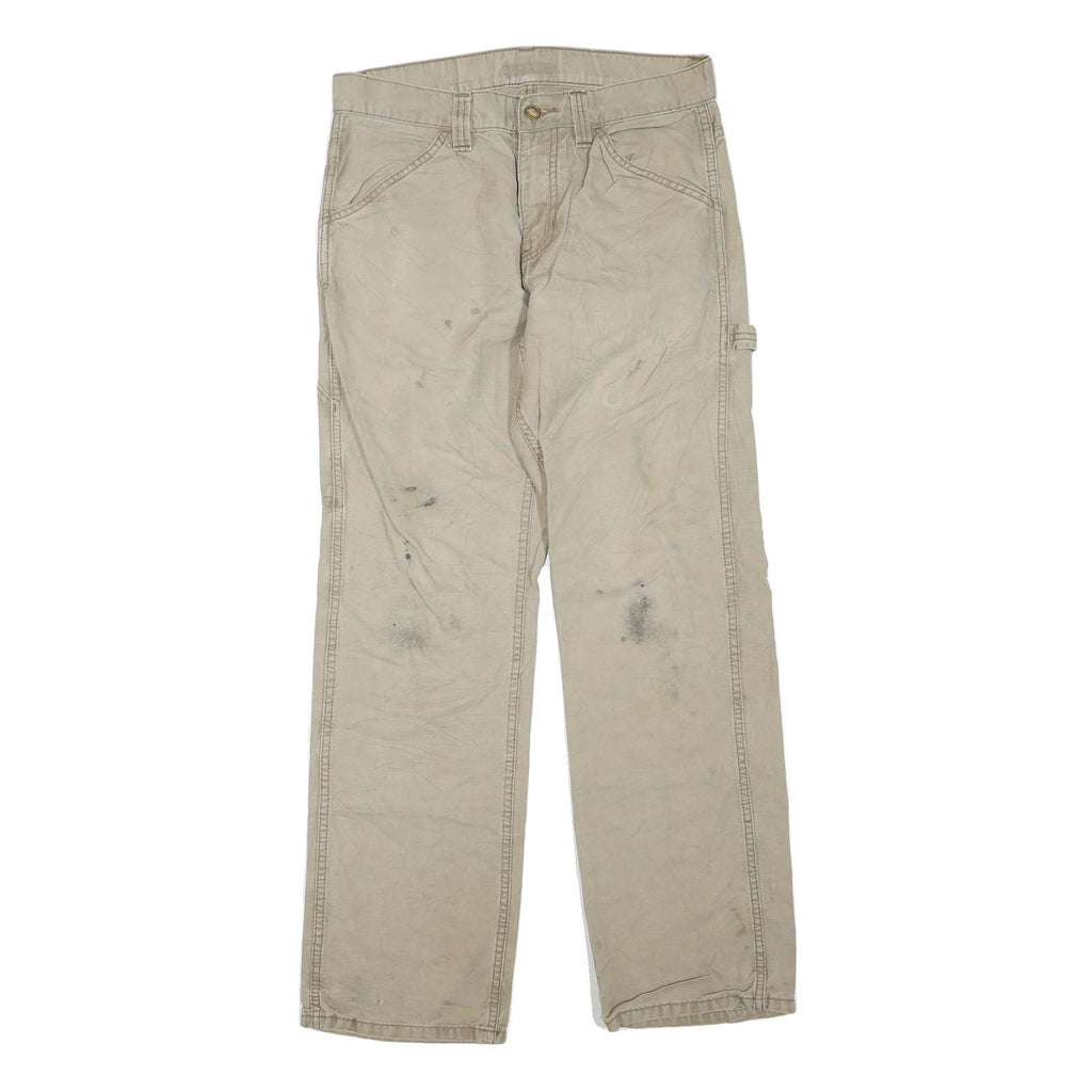 DICKIES Mens Cotton Blend Beige Workwear Regular Straight Trousers W32 L30