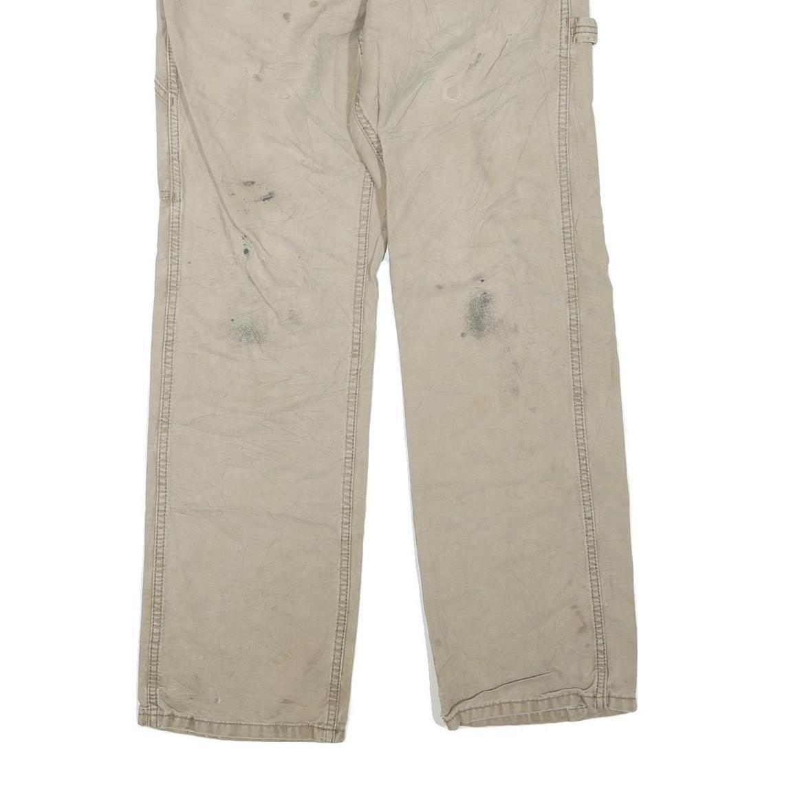 DICKIES Mens Cotton Blend Beige Workwear Regular Straight Trousers W32 L30