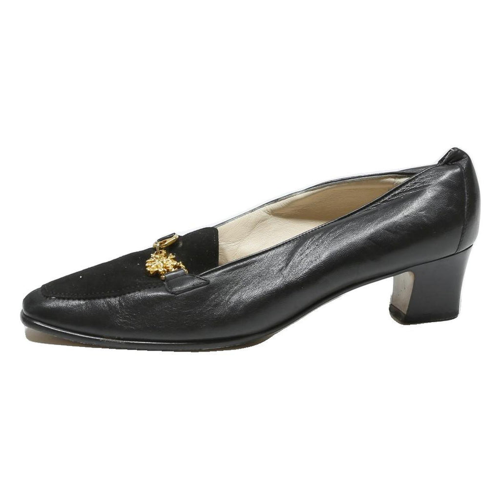 BALLY Womens Classic Loafer Court Leather Black UK 4.5 Elegant Vintage