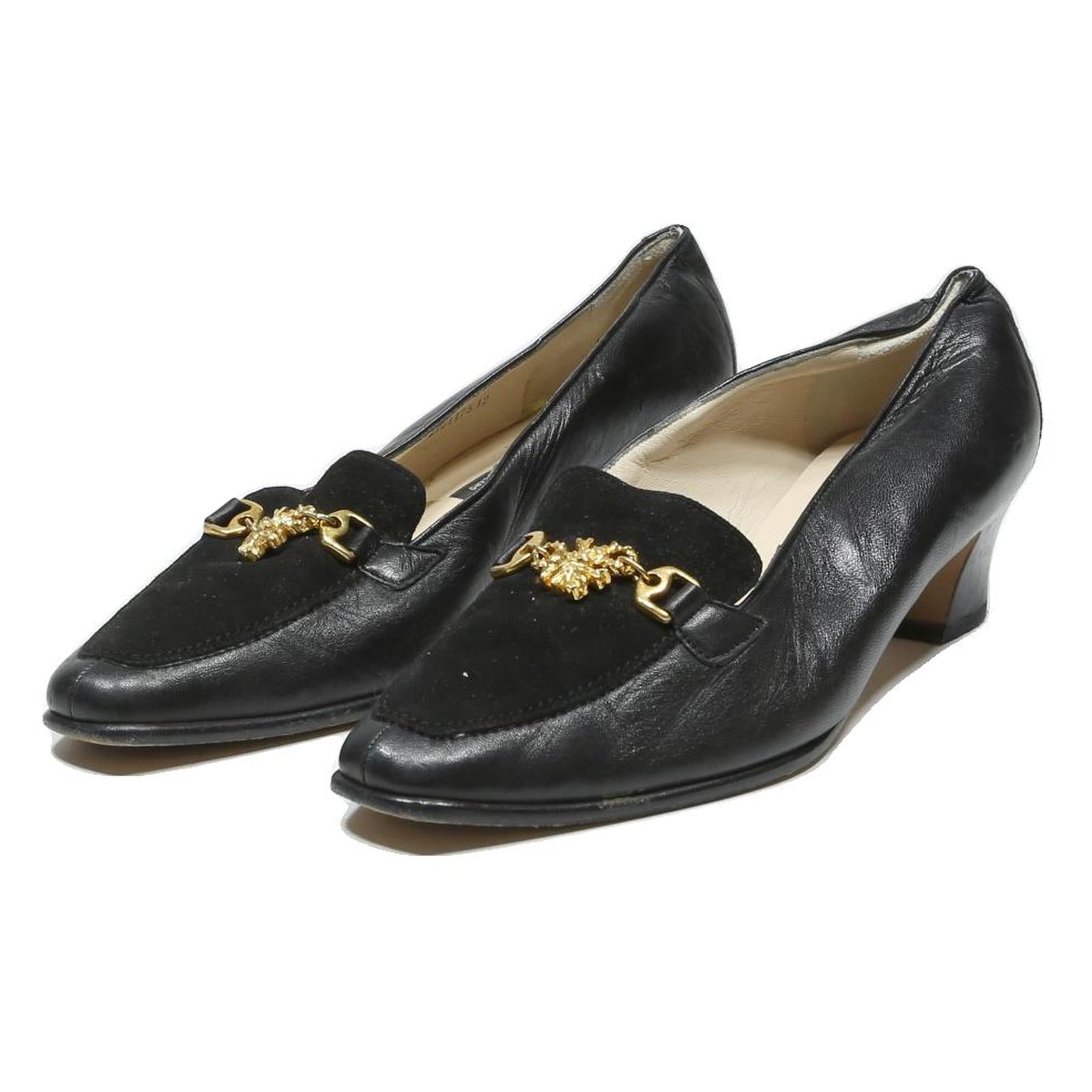 BALLY Womens Classic Loafer Court Leather Black UK 4.5 Elegant Vintage