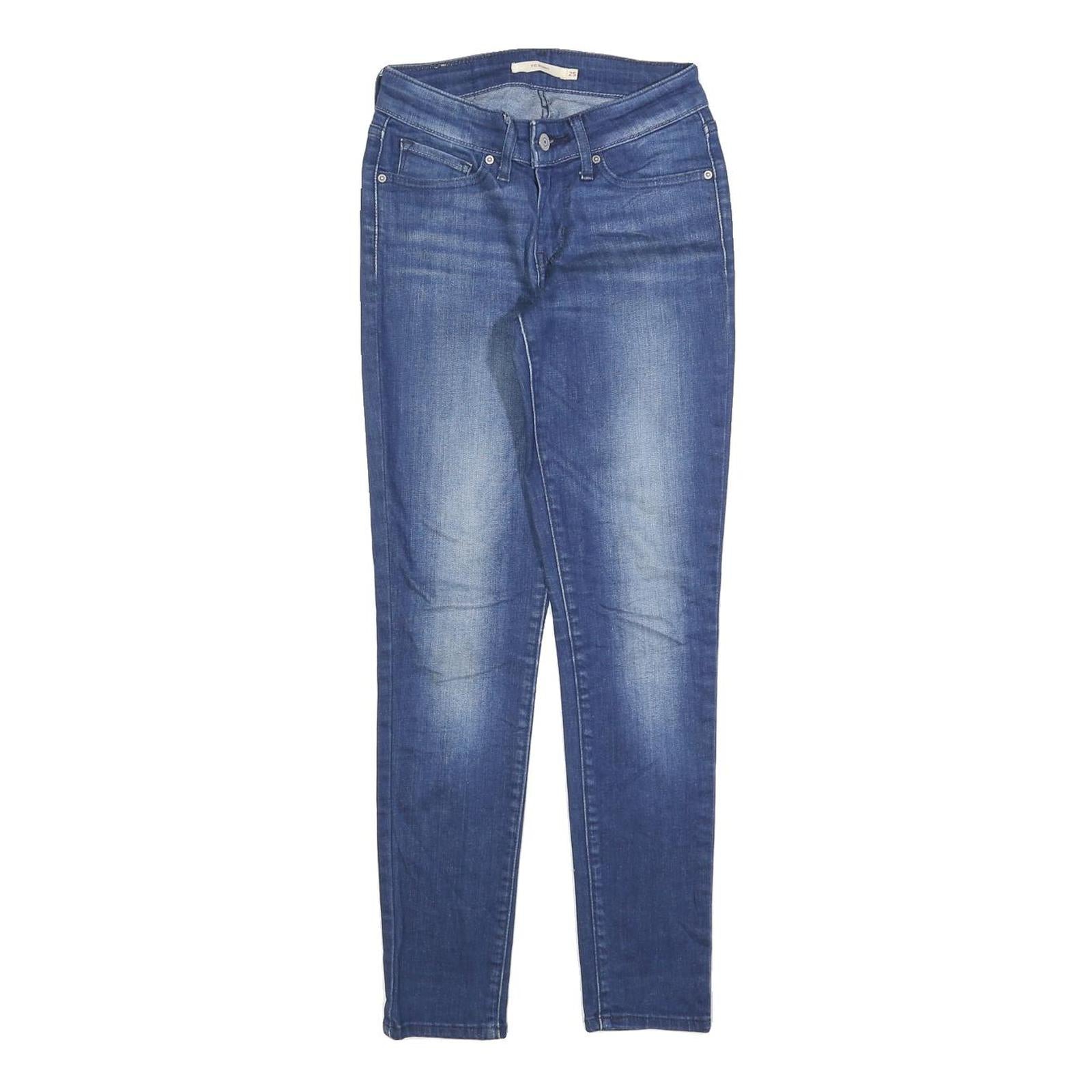 LEVI'S 711 Womens Slim Blue Denim Medium Wash Jeans W25 L27 Stretch Skinny Fit