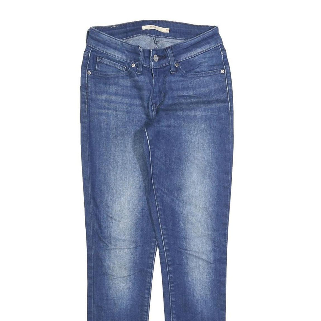 LEVI'S 711 Womens Slim Blue Denim Medium Wash Jeans W25 L27 Stretch Skinny Fit