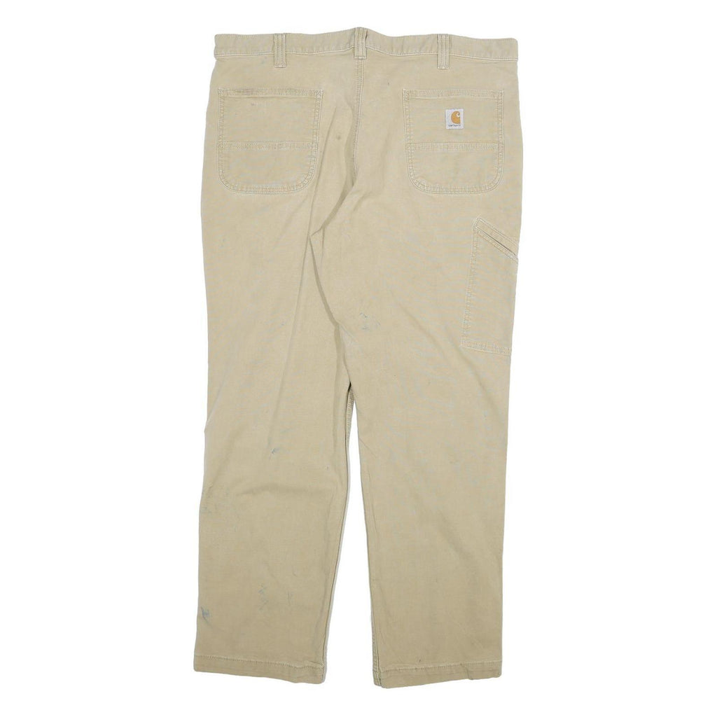 CARHARTT Mens Cotton Blend Beige Relaxed Fit Straight Trousers W40 L32 Workwear
