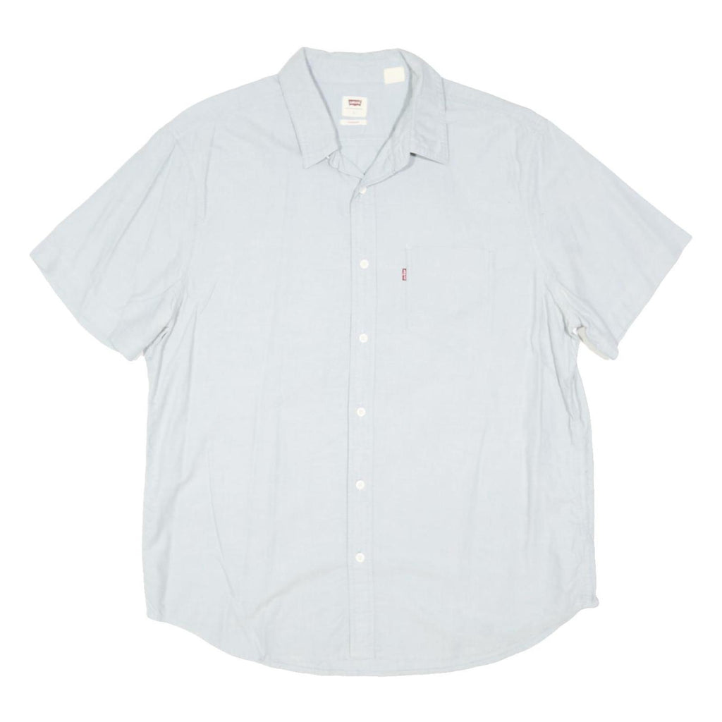 LEVI'S Mens Light Blue Plain Shirt L Cotton Blend Casual Summer Button Down