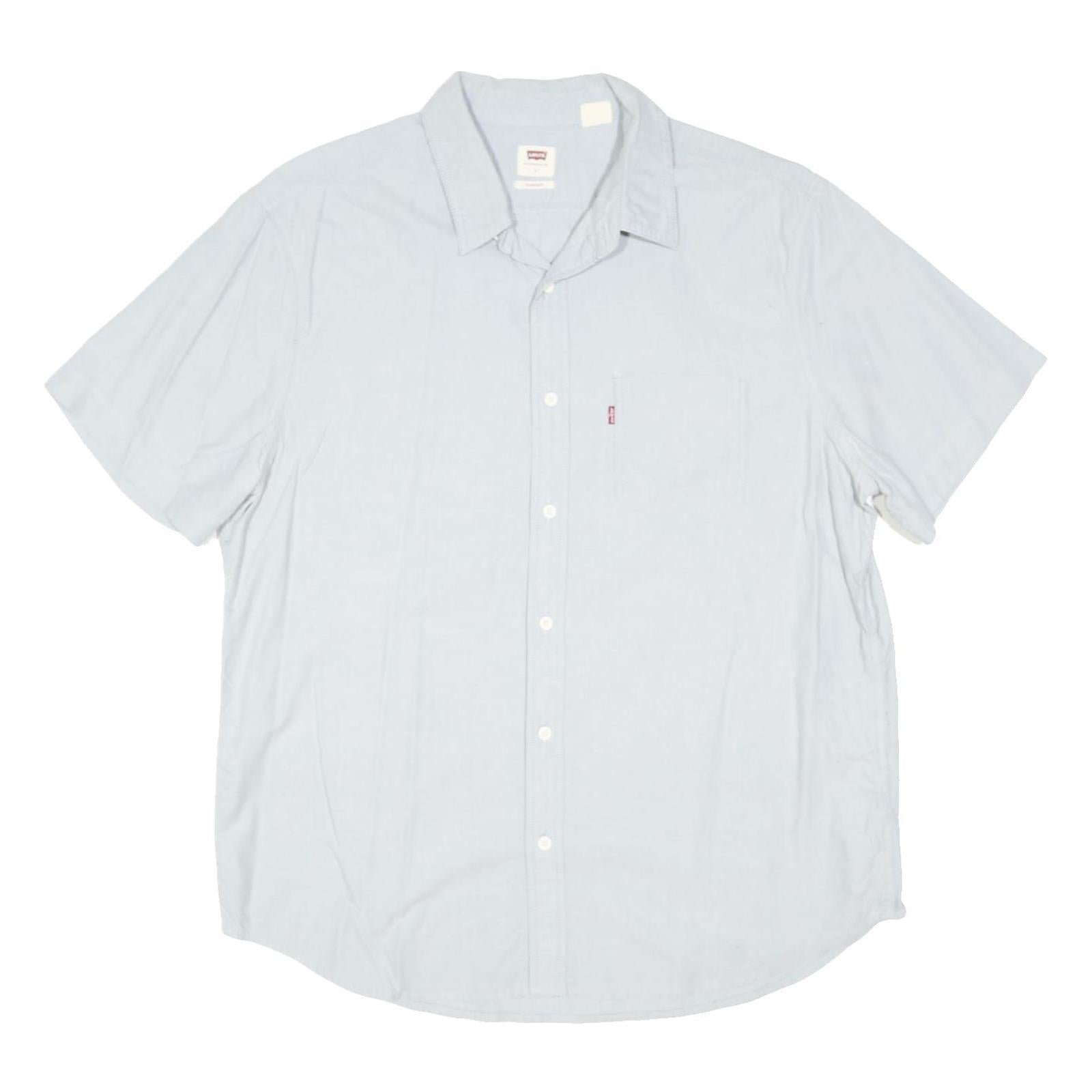 LEVI'S Mens Light Blue Plain Shirt L Cotton Blend Casual Summer Button Down