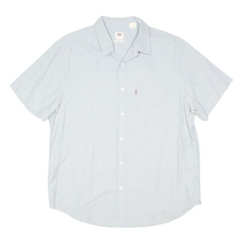 LEVI'S Mens Light Blue Plain Shirt L Cotton Blend Casual Summer Button Down