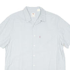 LEVI'S Mens Light Blue Plain Shirt L Cotton Blend Casual Summer Button Down