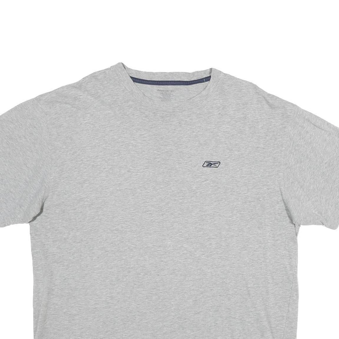 REEBOK Mens Grey Crew Neck Short Sleeve XL T-Shirt Logo Casual Cotton