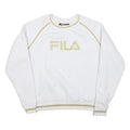 FILA Womens White & Gold Crew Neck S Sweatshirt Cotton Blend Pullover