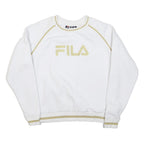 FILA Womens White & Gold Crew Neck S Sweatshirt Cotton Blend Pullover