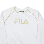 FILA Womens White & Gold Crew Neck S Sweatshirt Cotton Blend Pullover