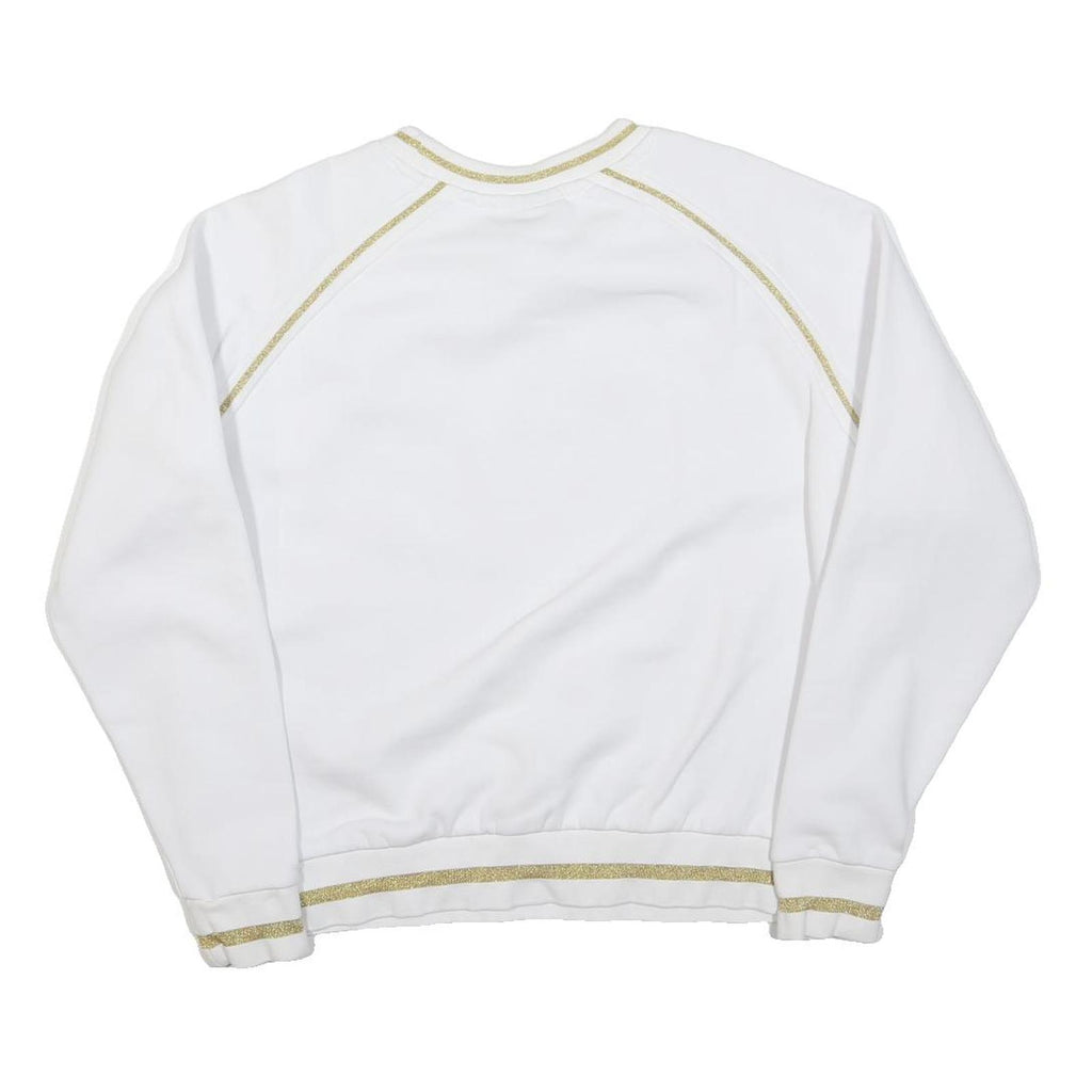 FILA Womens White & Gold Crew Neck S Sweatshirt Cotton Blend Pullover