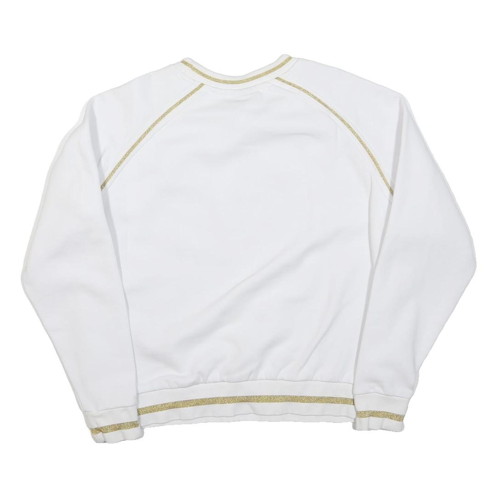 FILA Womens White & Gold Crew Neck S Sweatshirt Cotton Blend Pullover
