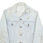 LEVI'S Mens Blue Cotton Denim Jacket S Button Closure Classic Fit Patchwork