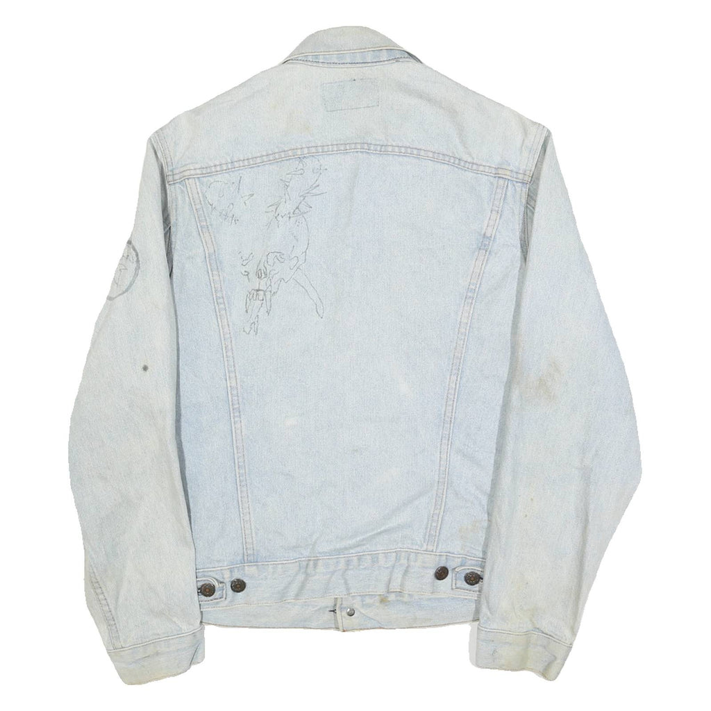 LEVI'S Mens Blue Cotton Denim Jacket S Button Closure Classic Fit Patchwork
