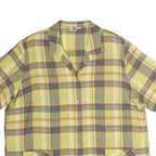 PARK LANE Womens Yellow & Grey Check Shirt Short Sleeve Collared M Lightweight