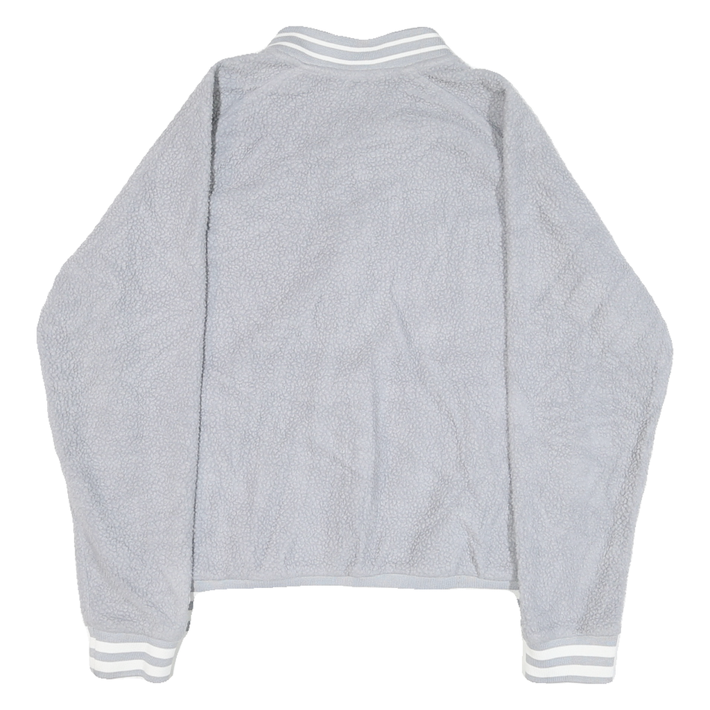 CHAMPION Mens Grey Baseball Style Jacket M Polyester Blend Sherpa Zip Casual