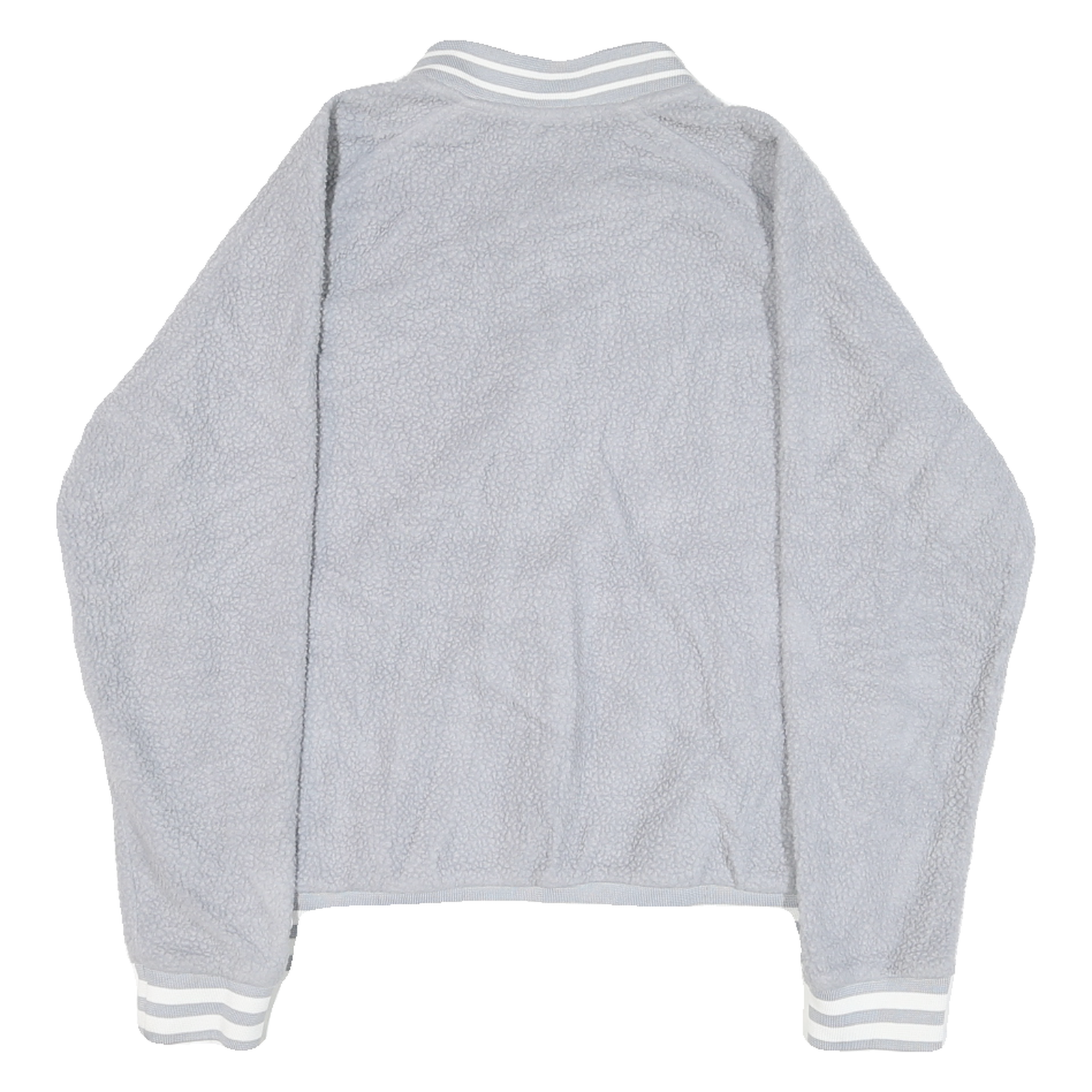 CHAMPION Mens Grey Baseball Style Jacket M Polyester Blend Sherpa Zip Casual