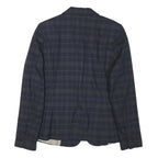 ZARA BASIC Womens Blue Check Blazer M Polyester Blend Button Closure Tailored