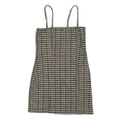 TOPSHOP Womens Black & Yellow Check Mini Cotton Blend Spaghetti Strap Dress UK 8