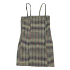 TOPSHOP Womens Black & Yellow Check Mini Cotton Blend Spaghetti Strap Dress UK 8