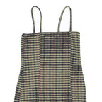 TOPSHOP Womens Black & Yellow Check Mini Cotton Blend Spaghetti Strap Dress UK 8