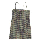 TOPSHOP Womens Black & Yellow Check Mini Cotton Blend Spaghetti Strap Dress UK 8
