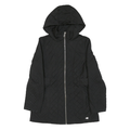 CALVIN KLEIN Womens Black Quilted Hooded Jacket M Polyester Blend Zip Closure