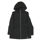 CALVIN KLEIN Womens Black Quilted Hooded Jacket M Polyester Blend Zip Closure