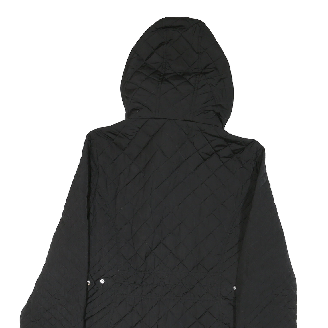 CALVIN KLEIN Womens Black Quilted Hooded Jacket M Polyester Blend Zip Closure