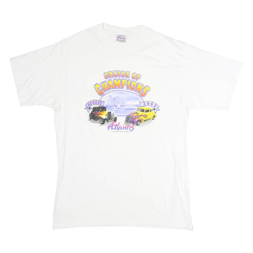 ATLANTIS Mens White Cruise Of Champions Graphic T-Shirt XL Short Sleeve Crew