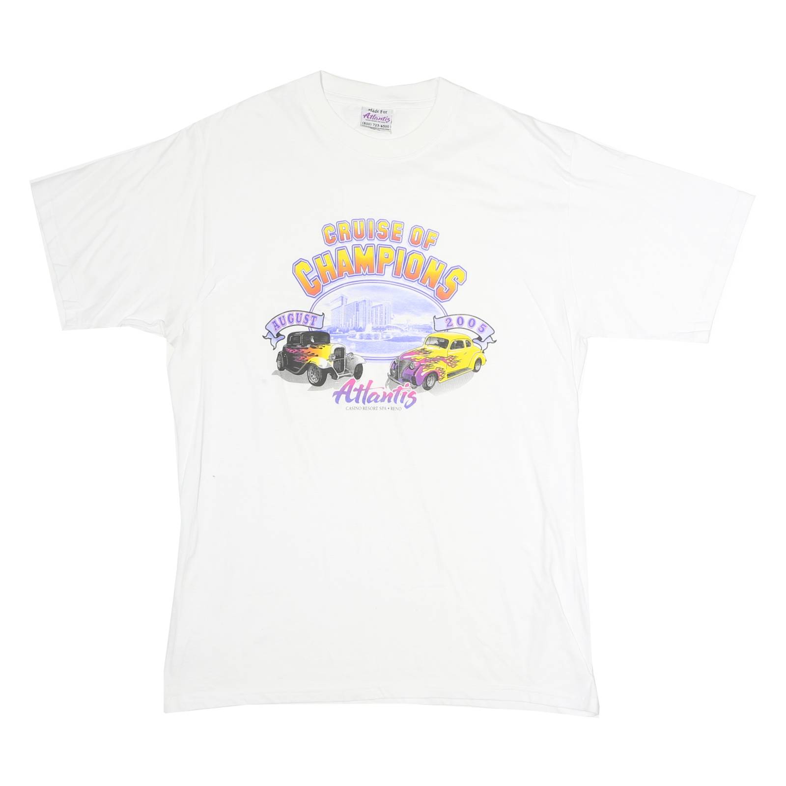 ATLANTIS Mens White Cruise Of Champions Graphic T-Shirt XL Short Sleeve Crew