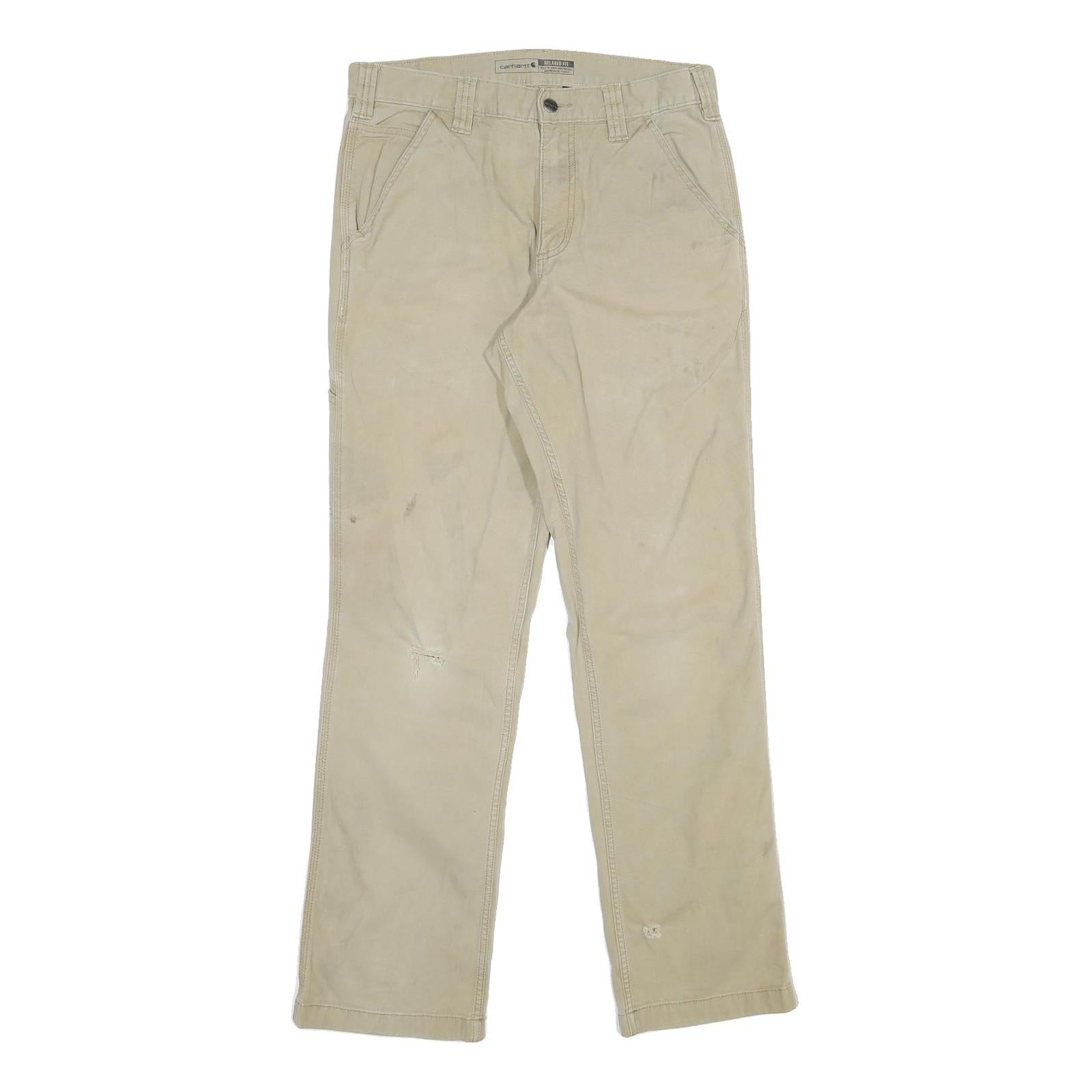 CARHARTT Mens Jeans Beige Relaxed Straight Denim W31 L31 Workwear Utility