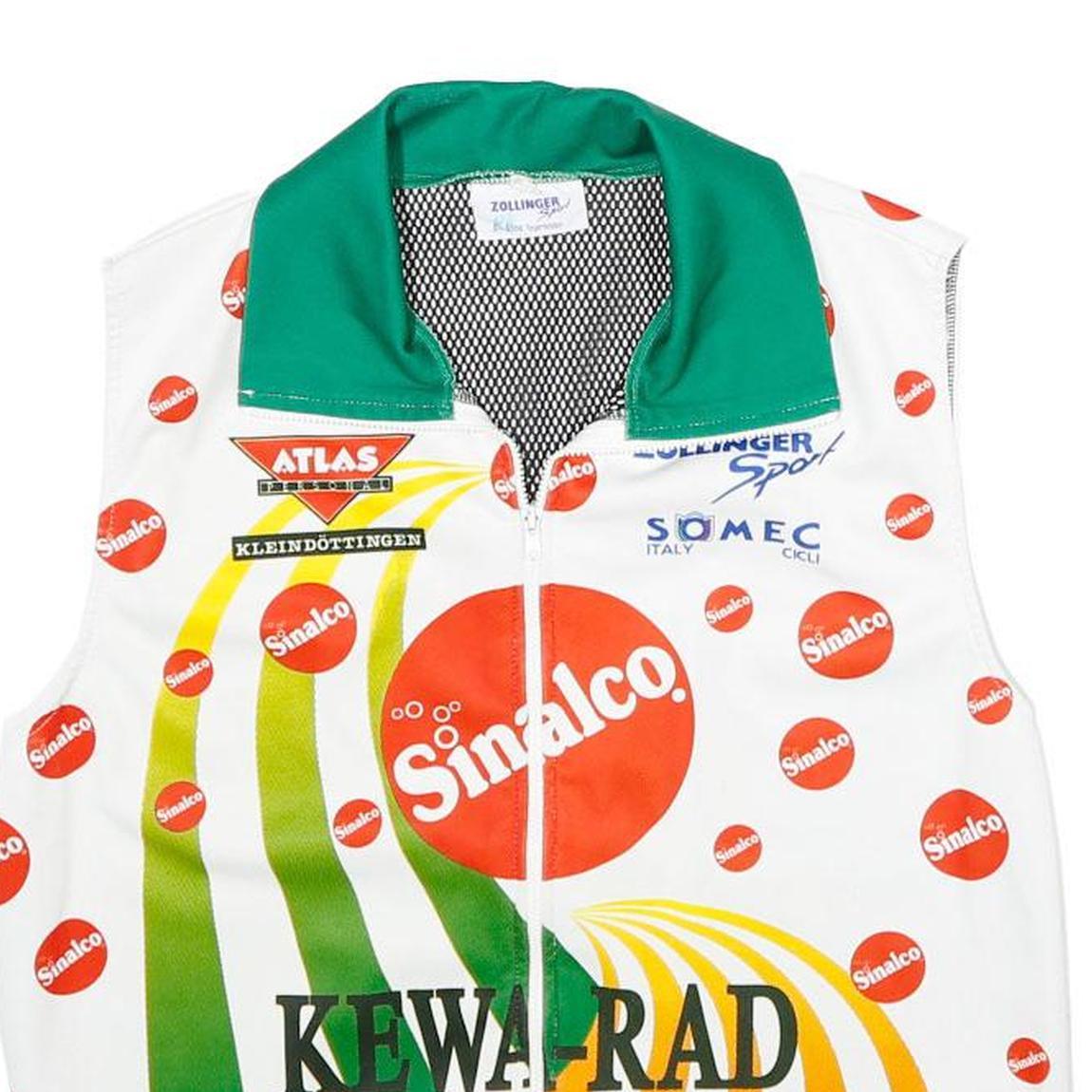 ZOLLNGER SPORT Mens White Green & Orange Polyester Blend Cycling Jacket S Zip