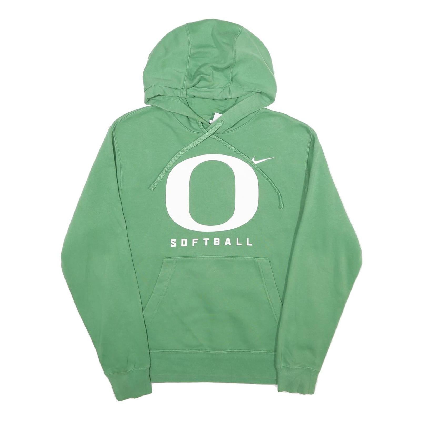 NIKE Mens Green Oregon Softball Pullover Hoodie S Cotton Blend