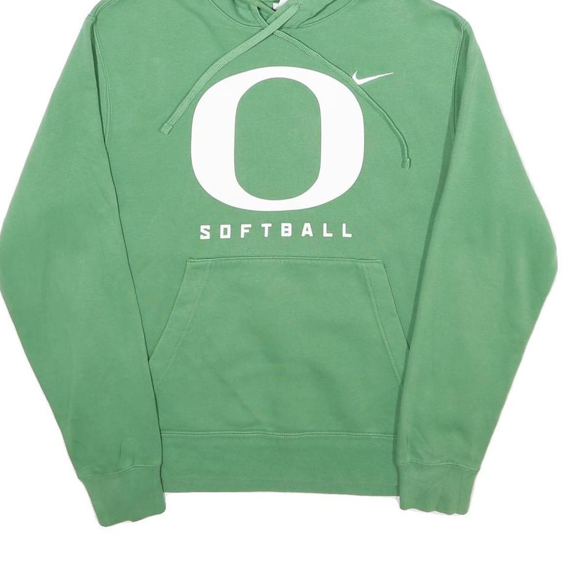 NIKE Mens Green Oregon Softball Pullover Hoodie S Cotton Blend