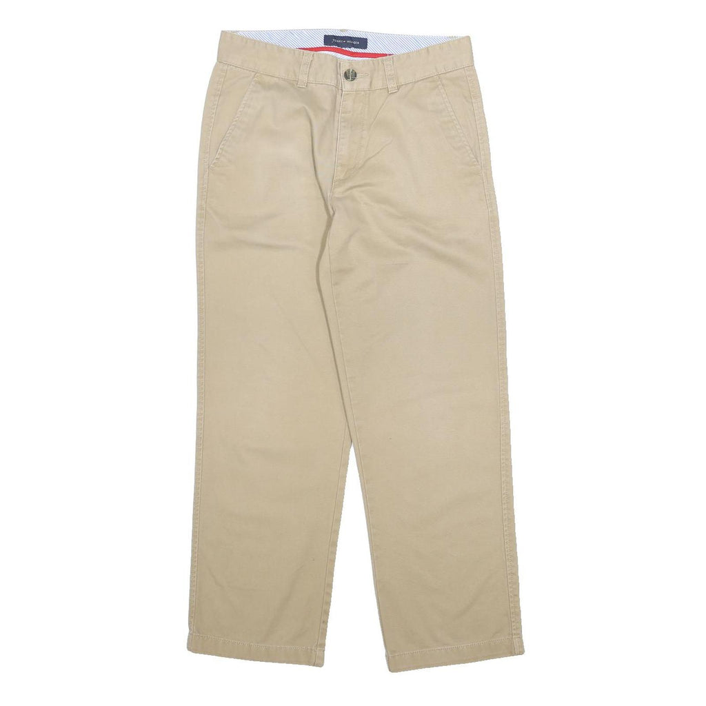 TOMMY HILFIGER Mens Cotton Beige Relaxed Straight Trousers W28 L26 Casual