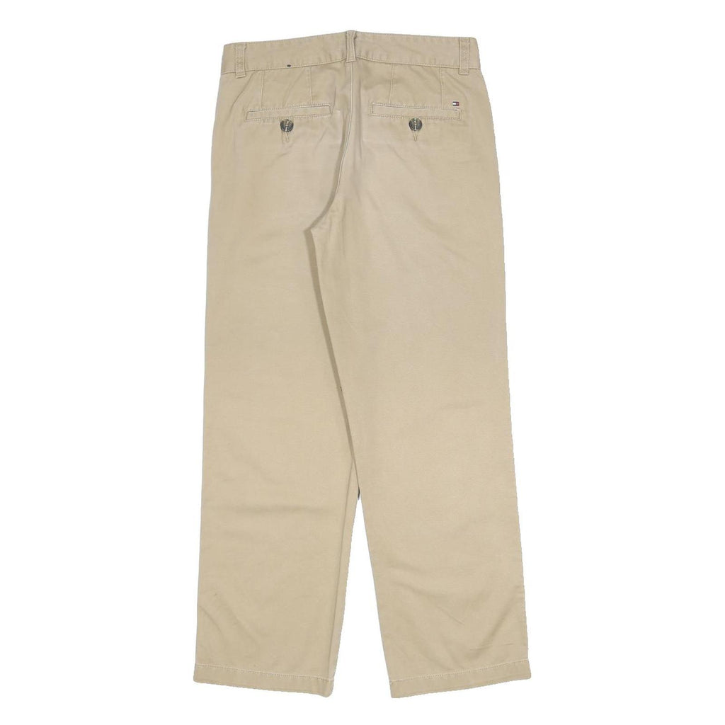 TOMMY HILFIGER Mens Cotton Beige Relaxed Straight Trousers W28 L26 Casual