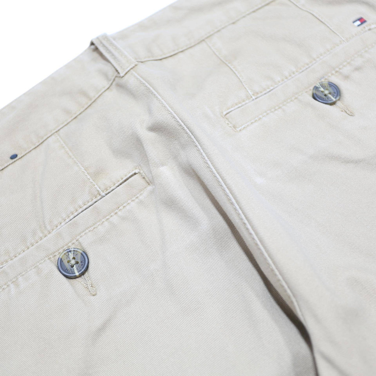TOMMY HILFIGER Mens Cotton Beige Relaxed Straight Trousers W28 L26 Casual
