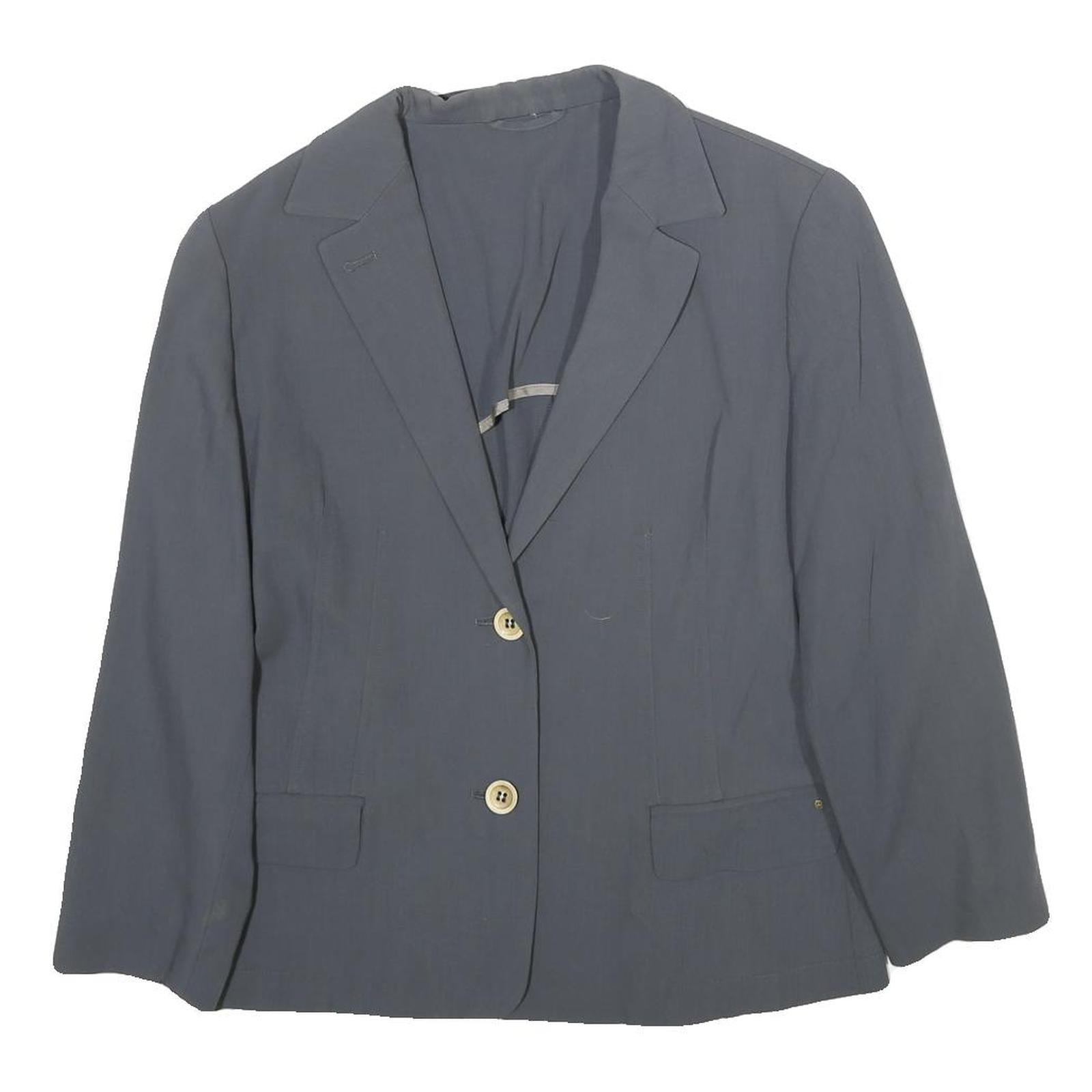 ETIENNE AIGNER Womens Blue Wool Button Jacket UK 8 Classic Tailored Plain