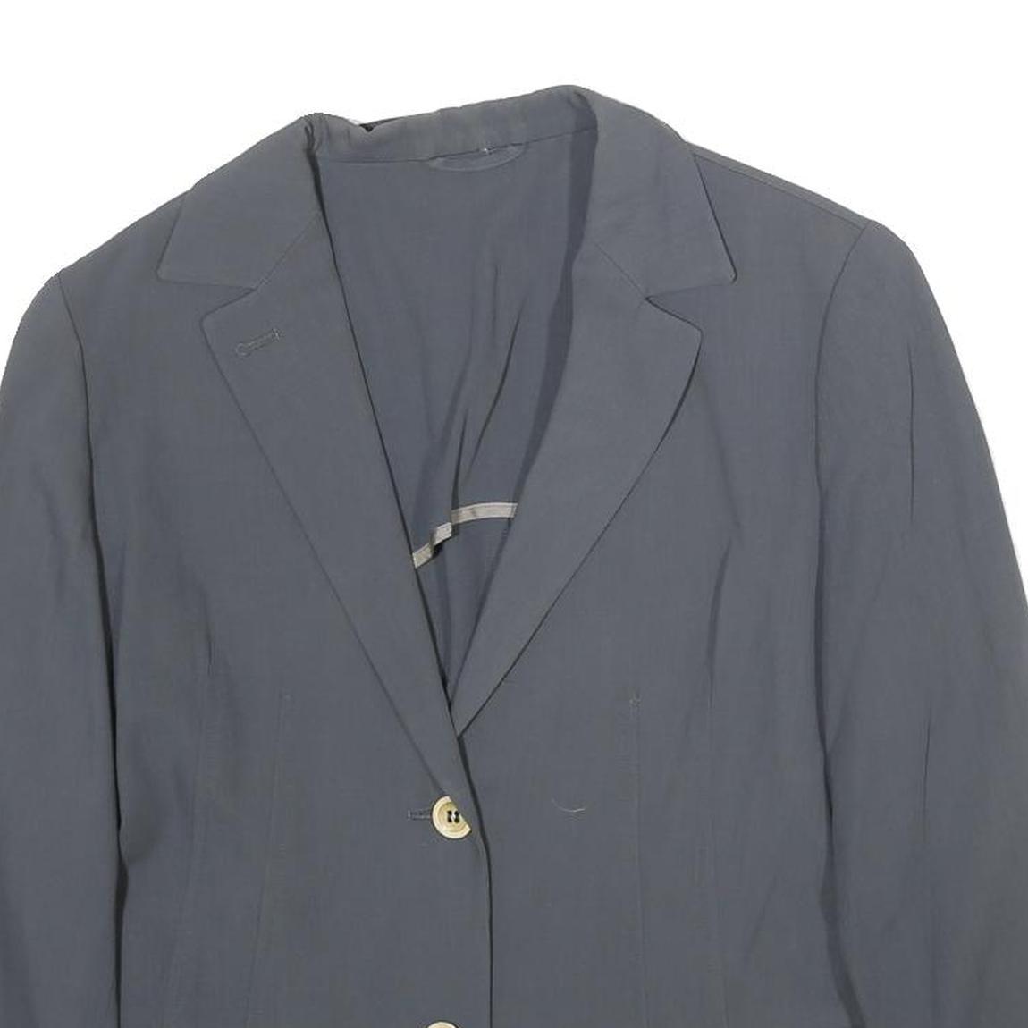 ETIENNE AIGNER Womens Blue Wool Button Jacket UK 8 Classic Tailored Plain