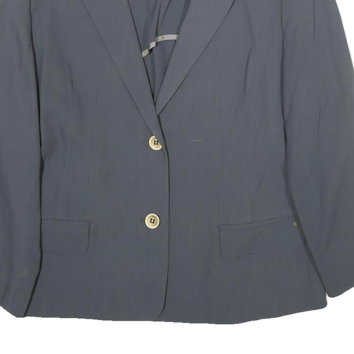 ETIENNE AIGNER Womens Blue Wool Button Jacket UK 8 Classic Tailored Plain