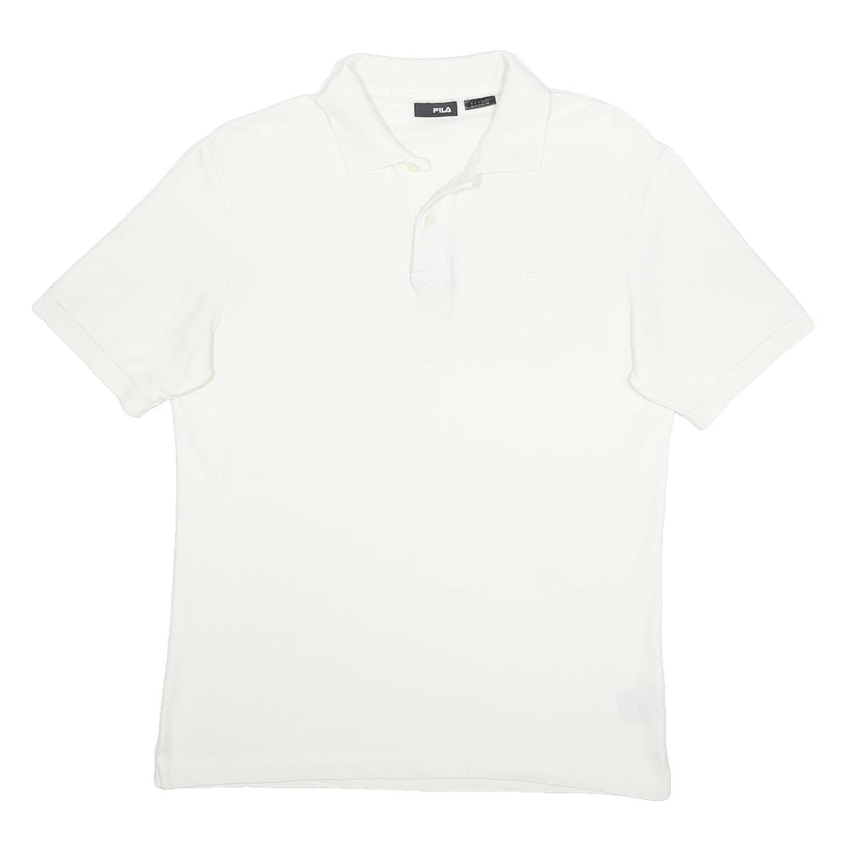 FILA Mens White Short Sleeve Plain Cotton Polo Shirt M Classic Fit